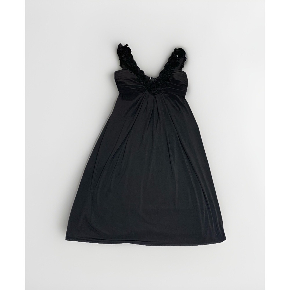 Maggy London Sz 8 Sleeveless Short Dress Ruffle Straps Padded Cups Semi Formal